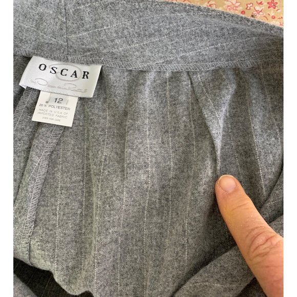 70s VTG Sz 12 Oscar De La Renta Pant Suit Wool Flannel Chalkstripe Wide Leg 6722 - Picture 12 of 14